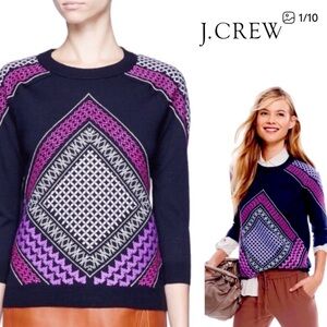 NEW J Crew Tippi Embroidered Merino Wool Sweater never worn Large